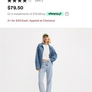 NWOT Levi's women Low pro black jeans. Levi sells for $80.